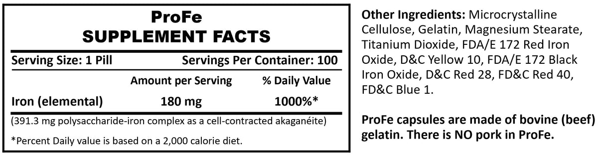 Dosing / Drug Interactions – ProFe iron